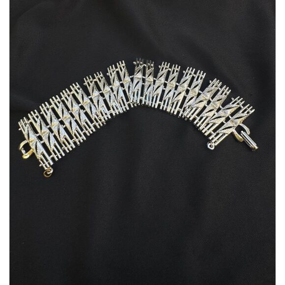 Vintage 1950s Silver Plated Brutalist Bracelet - Picture 3 of 6